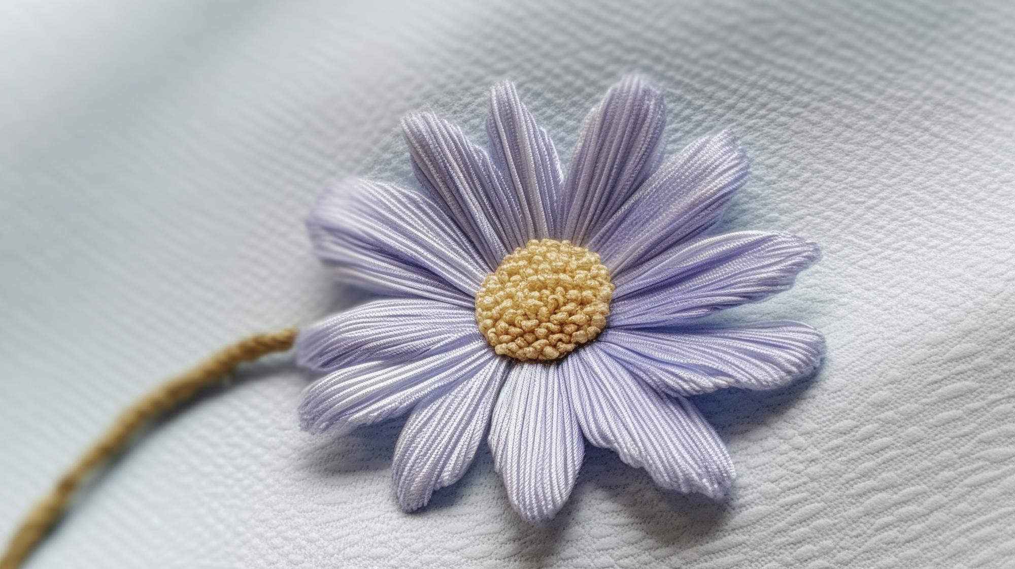 Ricamo a mano su cotone bianco con dettagli floreali